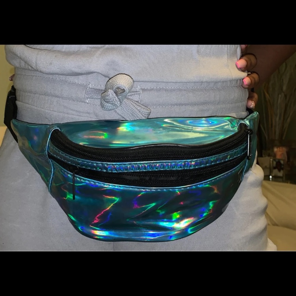 Blue stylish chrome fanny pack  !!!
